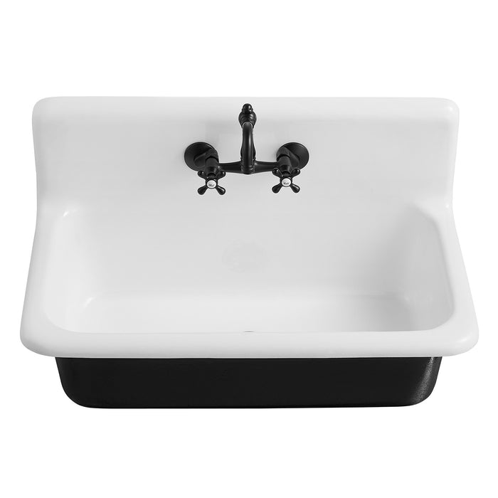 Petra Galley GCKWS362011 36-Inch x 20-Inch Cast Iron Wall Mount Kitchen Sink, White