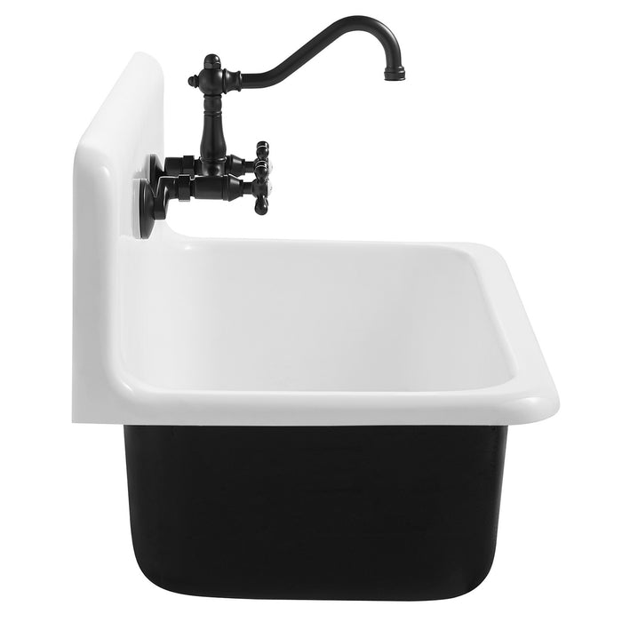 Petra Galley GCKWS362011 36-Inch x 20-Inch Cast Iron Wall Mount Kitchen Sink, White