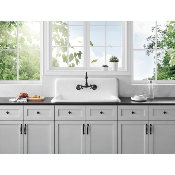 Petra Galley GCKWS362011 36-Inch x 20-Inch Cast Iron Wall Mount Kitchen Sink, White