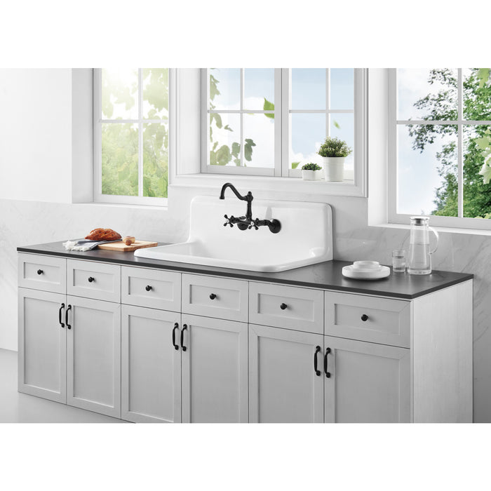 Petra Galley GCKWS362011 36-Inch x 20-Inch Cast Iron Wall Mount Kitchen Sink, White