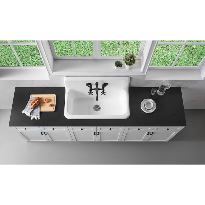 Petra Galley GCKWS362011 36-Inch x 20-Inch Cast Iron Wall Mount Kitchen Sink, White