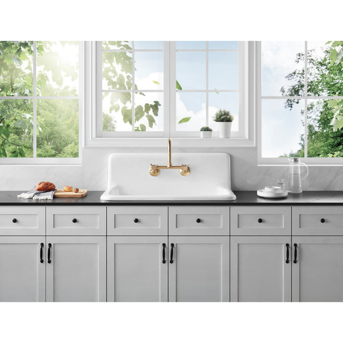 Petra Galley GCKWS362011 36-Inch x 20-Inch Cast Iron Wall Mount Kitchen Sink, White