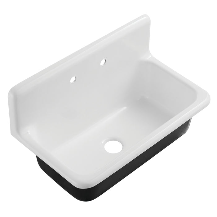 Petra Galley GCKWS362011 36-Inch x 20-Inch Cast Iron Wall Mount Kitchen Sink, White