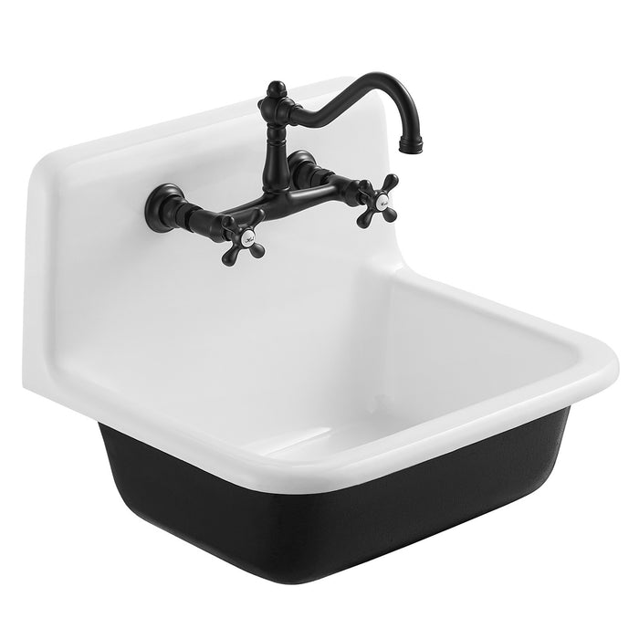 Petra Galley GCLWS22187 22-Inch x 18-Inch Cast Iron Wall Mount Utility Sink, White