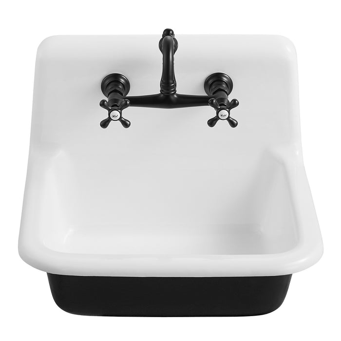 Petra Galley GCLWS22187 22-Inch x 18-Inch Cast Iron Wall Mount Utility Sink, White