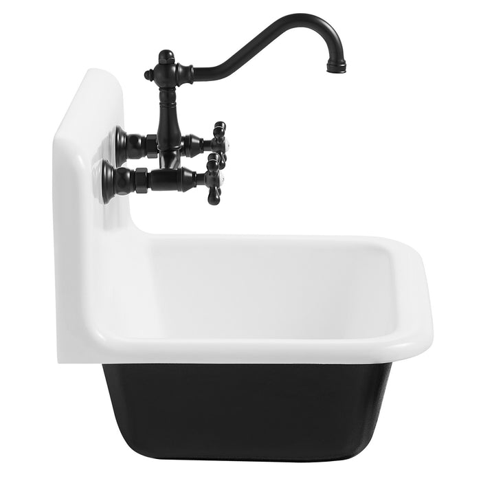 Petra Galley GCLWS22187 22-Inch x 18-Inch Cast Iron Wall Mount Utility Sink, White