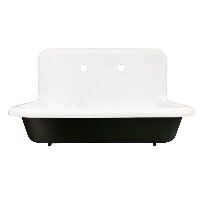 Towne GCLWS302019 30-Inch Cast Iron Wall Mount 2-Hole Single Bowl Kitchen Sink, White