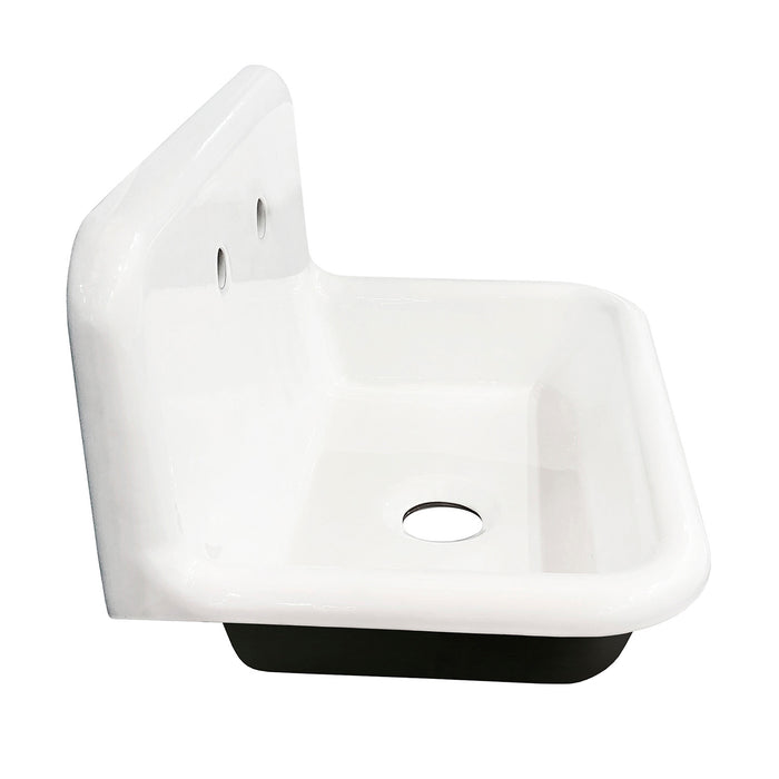 Towne GCLWS302019 30-Inch Cast Iron Wall Mount 2-Hole Single Bowl Kitchen Sink, White