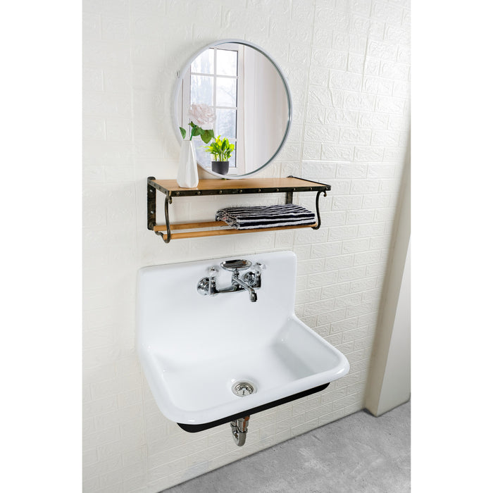 Towne GCLWS302019 30-Inch Cast Iron Wall Mount 2-Hole Single Bowl Kitchen Sink, White