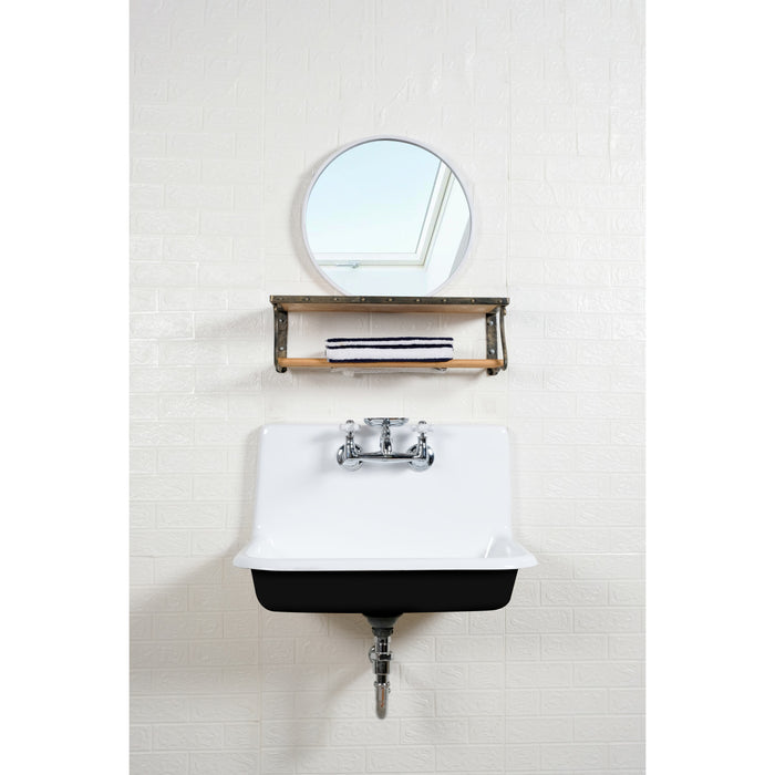 Towne GCLWS302019 30-Inch Cast Iron Wall Mount 2-Hole Single Bowl Kitchen Sink, White