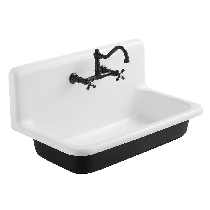 Towne GCLWS362019 36-Inch Cast Iron Wall Mount 2-Hole Single Bowl Utility Sink, White