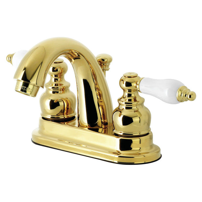 Restoration GKB5612PL Double-Handle 3-Hole Deck Mount 4-Inch Centerset Bathroom Faucet with Pop-Up Drain, Polished Brass