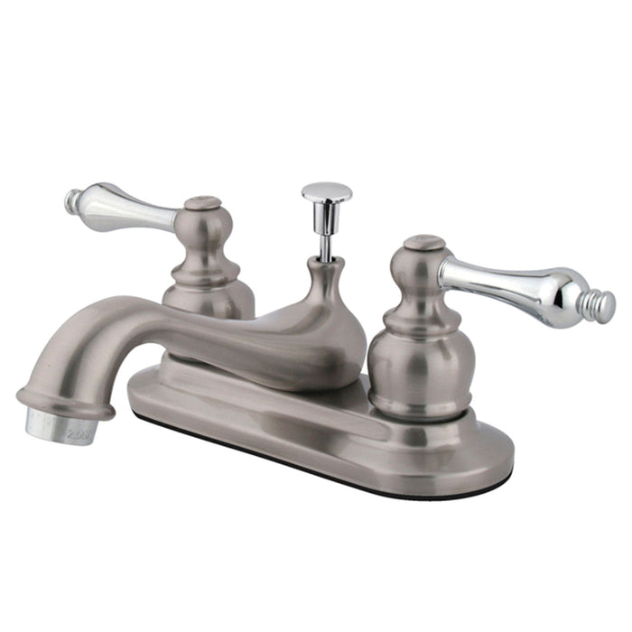 Restoration GKB607AL Double-Handle 3-Hole Deck Mount 4-Inch Centerset Bathroom Faucet with Pop-Up Drain, Brushed Nickel/Polished Chrome