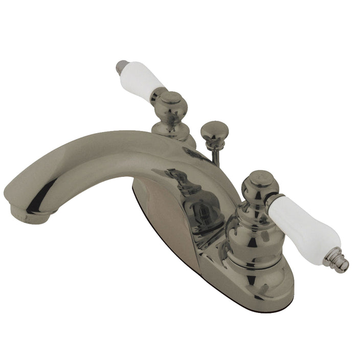 English Country GKB7648PL Double-Handle 3-Hole Deck Mount 4-Inch Centerset Bathroom Faucet with Pop-Up Drain, Brushed Nickel