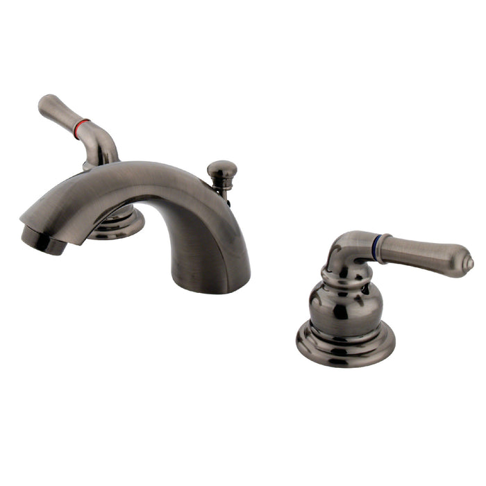 Magellan GKB953 Two-Handle 3-Hole Deck Mount Mini-Widespread Bathroom Faucet with Pop-Up Drain, Black Stainless