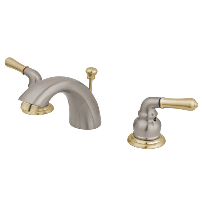 Magellan GKB959 Two-Handle 3-Hole Deck Mount Mini-Widespread Bathroom Faucet with Pop-Up Drain, Brushed Nickel/Polished Brass