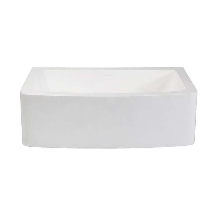 Arcticstone GKFA30229 30-Inch Solid Surface White Stone Apron-Front Single Bowl Farmhouse Kitchen Sink, Matte White