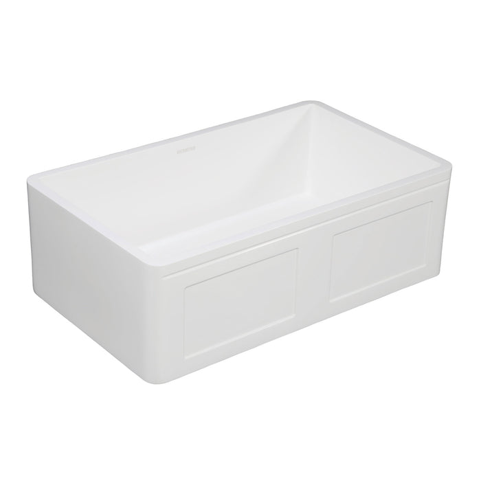 Arcticstone GKFA331810DS 33-Inch Solid Surface White Stone Apron-Front Single Bowl Farmhouse Kitchen Sink, Matte White