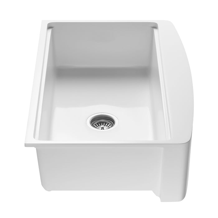 Miranda GKKA33229 33-Inch Farmhouse Kitchen Sink with Drain, Glossy White