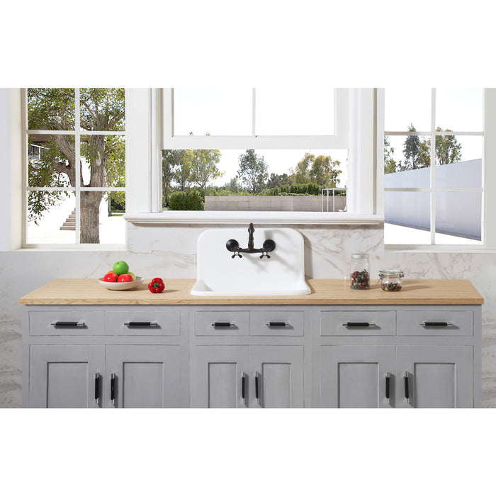 Arcticstone GKTA2420198 24-Inch Solid Surface White Stone 2-Hole Single Bowl Top-Mount Kitchen Sink, Matte White