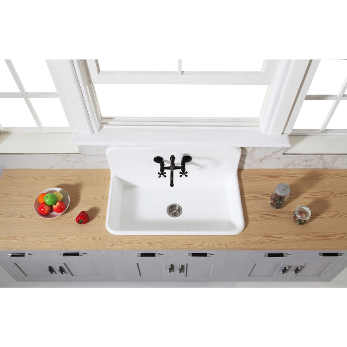 Arcticstone GKTA3620198 36-Inch Solid Surface White Stone 2-Hole Single Bowl Top-Mount Kitchen Sink, Matte White