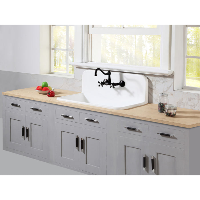 Arcticstone GKTA3620198 36-Inch Solid Surface White Stone 2-Hole Single Bowl Top-Mount Kitchen Sink, Matte White