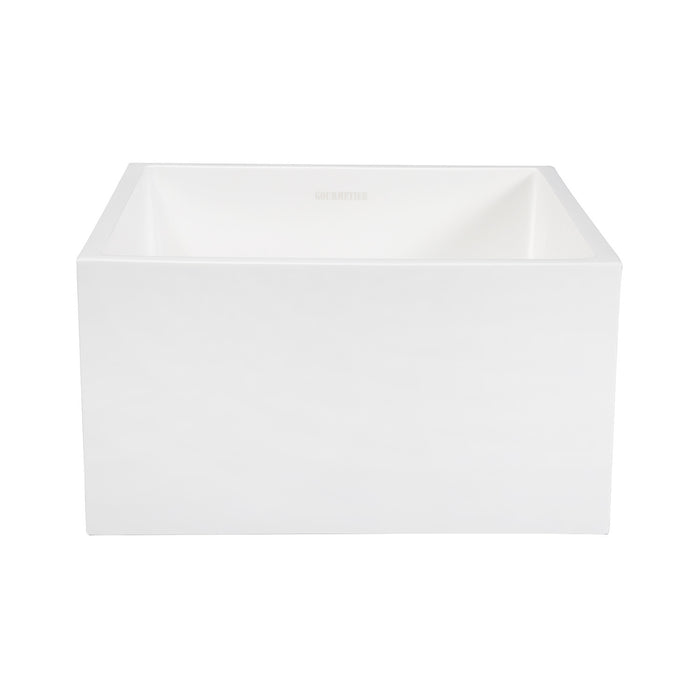 Arcticstone GKUSA15158 15-Inch Solid Surface White Stone Undermount Single Bowl Farmhouse Bar Sink, Matte White