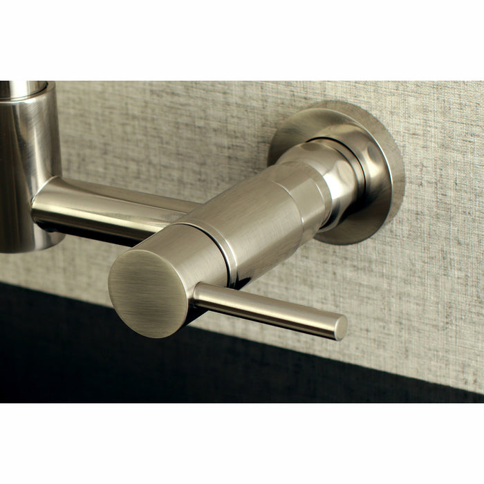 Concord GS8188DL Double-Handle 2-Hole Wall-Mount Pre-Rinse Bridge Kitchen Faucet, Brushed Nickel