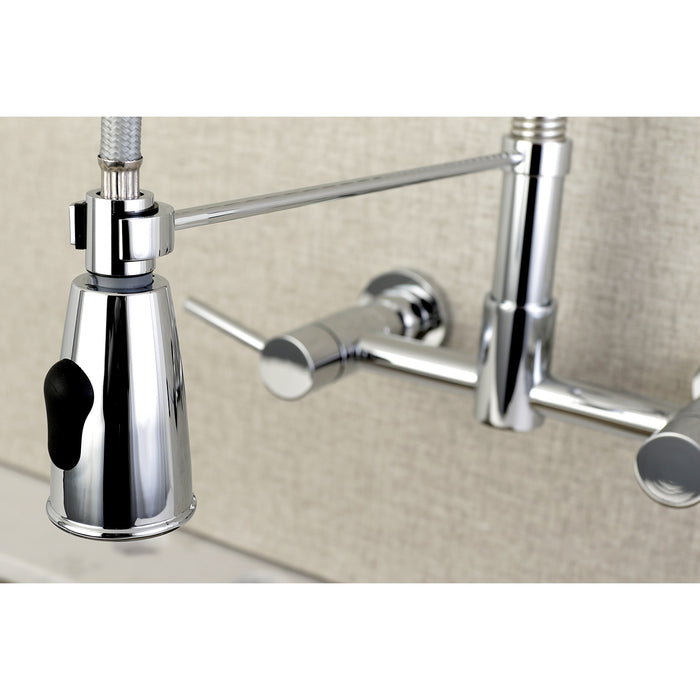 Concord GS8281DL Double-Handle 2-Hole Wall-Mount Pre-Rinse Bridge Kitchen Faucet, Polished Chrome