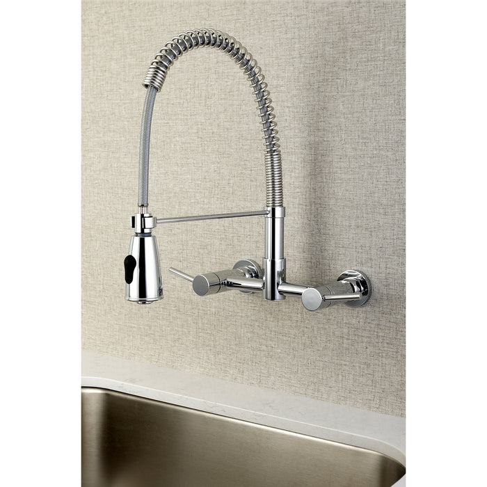 Concord GS8281DL Double-Handle 2-Hole Wall-Mount Pre-Rinse Bridge Kitchen Faucet, Polished Chrome