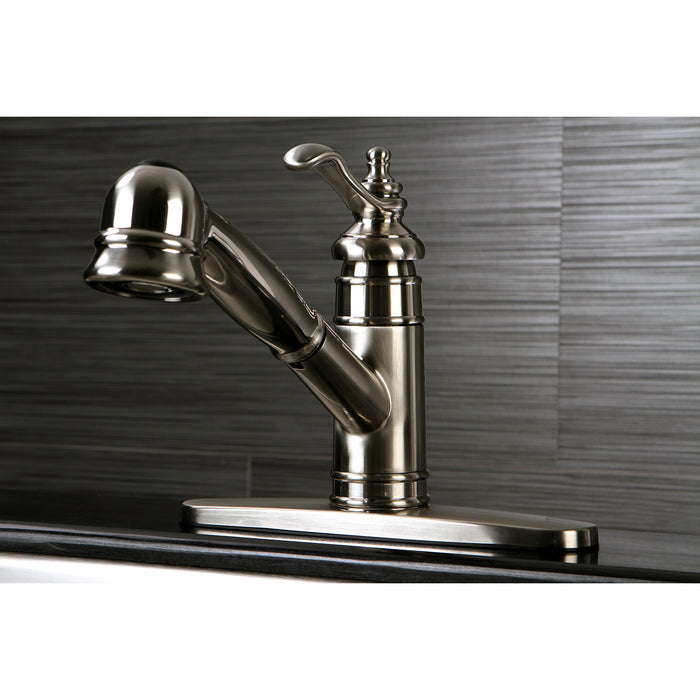 Templeton GSC7578TL Single-Handle 1-or-3 Hole Deck Mount Pull-Out Sprayer Kitchen Faucet, Brushed Nickel