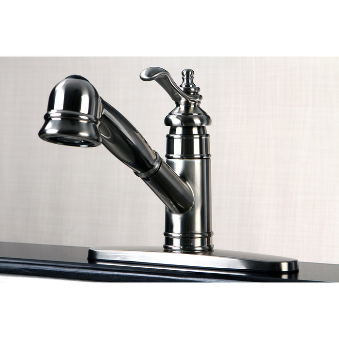 Templeton GSC7578TL Single-Handle 1-or-3 Hole Deck Mount Pull-Out Sprayer Kitchen Faucet, Brushed Nickel