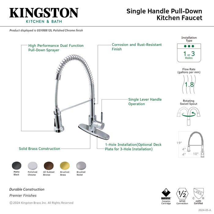 Concord GSY8885DL Single-Handle 1-or-3 Hole Deck Mount Pre-Rinse Kitchen Faucet, Oil Rubbed Bronze