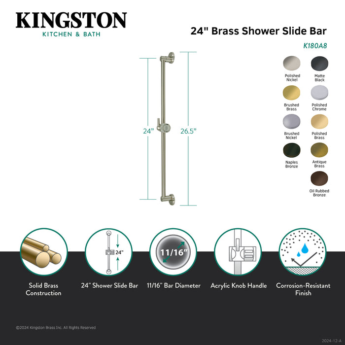 Made To Match K180A0 24-Inch Brass Shower Slide Bar, Matte Black