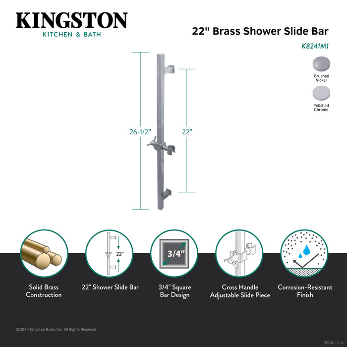 Claremont K8241M1 22-Inch Brass Shower Slide Bar, Polished Chrome