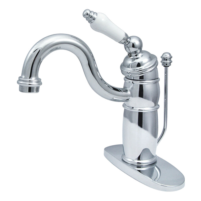 Victorian KB1401PL One-Handle 1-Hole Bathroom Faucet with Deck Plate and Pop-Up Drain, Polished Chrome