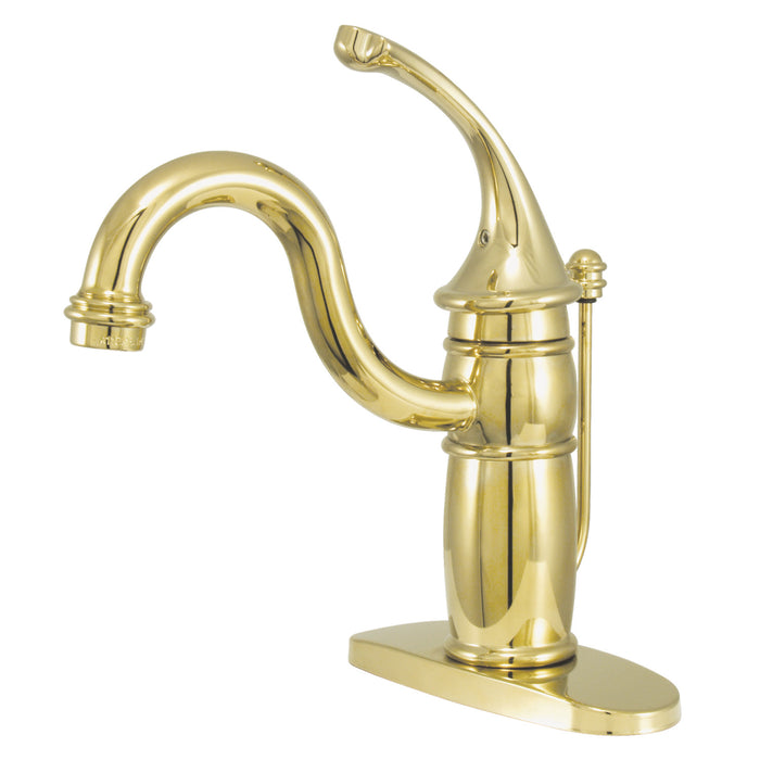 Georgian KB1402GL One-Handle 1-Hole Bathroom Faucet with Deck Plate and Pop-Up Drain, Polished Brass