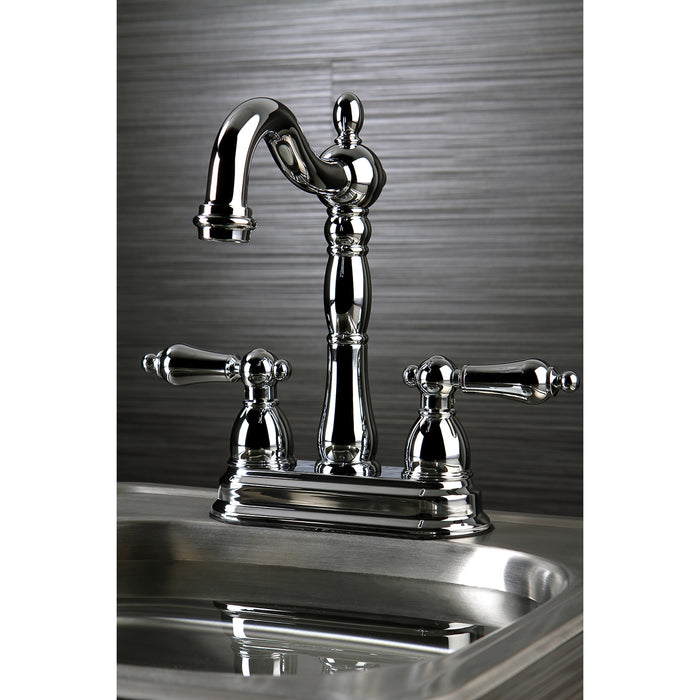 Heritage KB1491AL Two-Handle 2-Hole Deck Mount Bar Faucet, Polished Chrome