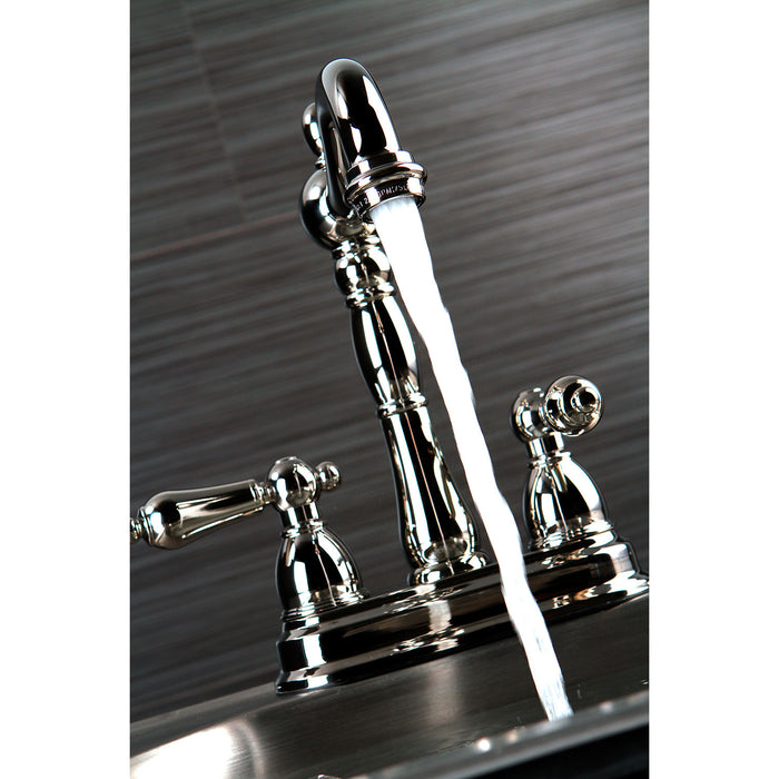 Heritage KB1496AL Two-Handle 2-Hole Deck Mount Bar Faucet, Polished Nickel