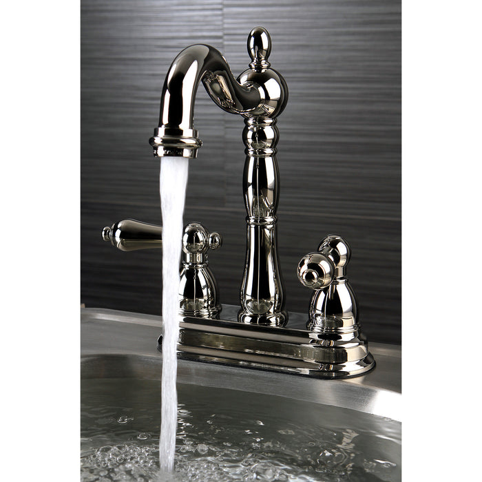 Heritage KB1496AL Two-Handle 2-Hole Deck Mount Bar Faucet, Polished Nickel