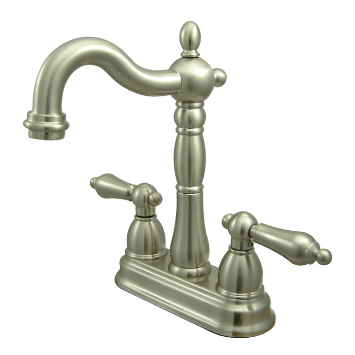 Heritage KB1498AL Two-Handle 2-Hole Deck Mount Bar Faucet, Brushed Nickel