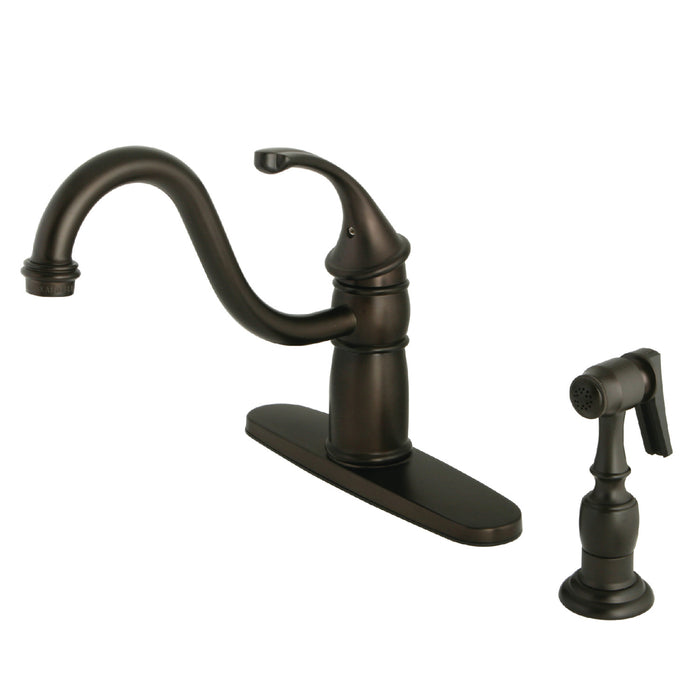 Georgian KB1575GLBS Single-Handle 2-or-4 Hole Deck Mount Kitchen Faucet with Brass Side Sprayer, Oil Rubbed Bronze