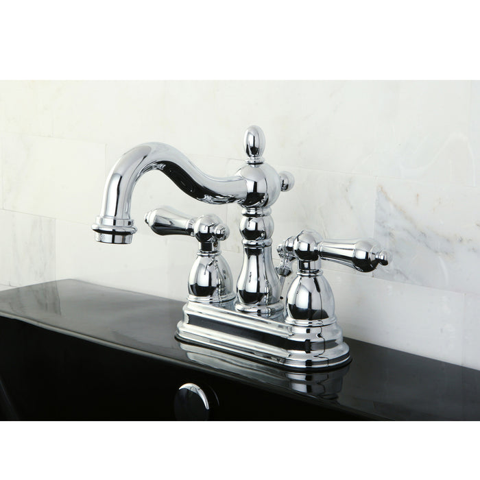 Heritage KB1601AL Double-Handle 3-Hole Deck Mount 4-Inch Centerset Bathroom Faucet with Pop-Up Drain, Polished Chrome