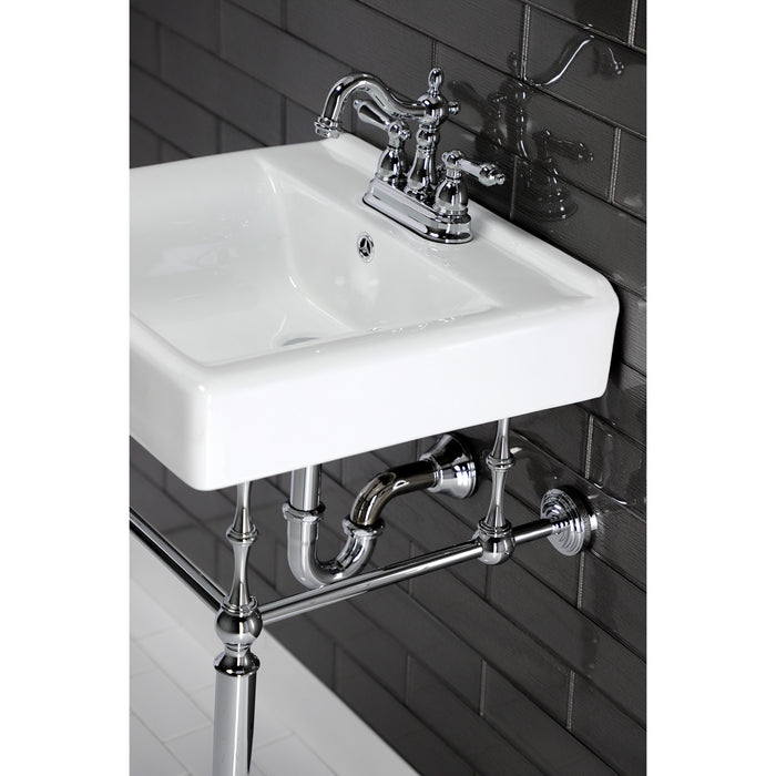 Heritage KB1601AL Double-Handle 3-Hole Deck Mount 4-Inch Centerset Bathroom Faucet with Pop-Up Drain, Polished Chrome