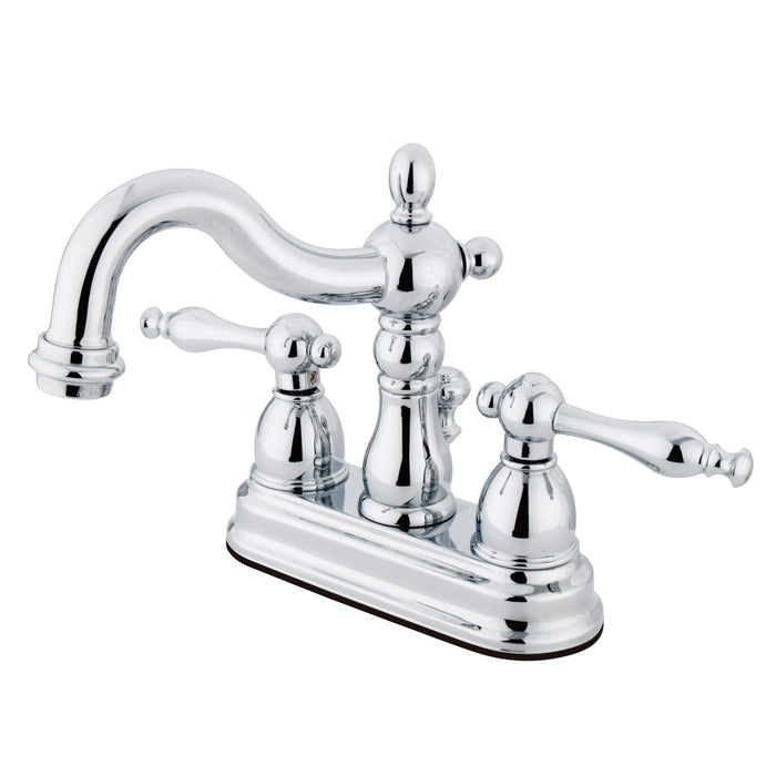 Heritage KB1601NL Double-Handle 3-Hole Deck Mount 4-Inch Centerset Bathroom Faucet with Pop-Up Drain, Polished Chrome