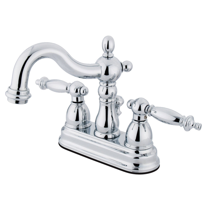 Heritage KB1601TL Double-Handle 3-Hole Deck Mount 4-Inch Centerset Bathroom Faucet with Pop-Up Drain, Polished Chrome