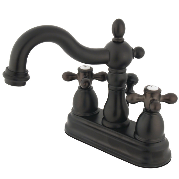 Heritage KB1605AX Double-Handle 3-Hole Deck Mount 4-Inch Centerset Bathroom Faucet with Pop-Up Drain, Oil Rubbed Bronze