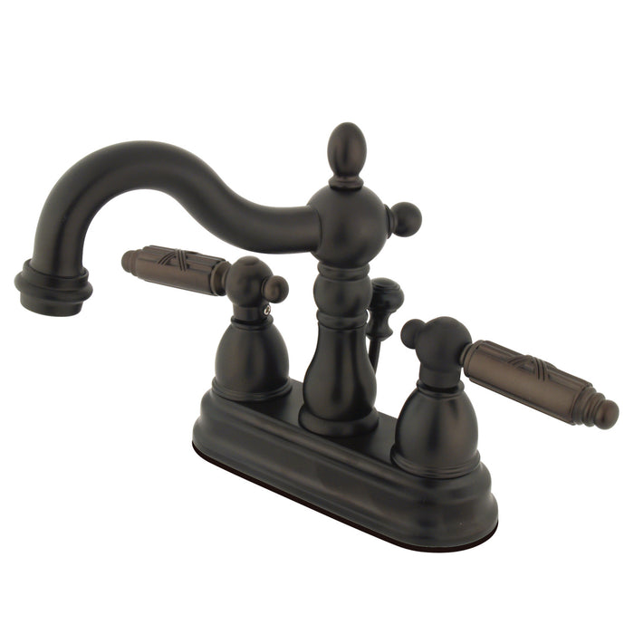 Heritage KB1605GL Double-Handle 3-Hole Deck Mount 4-Inch Centerset Bathroom Faucet with Pop-Up Drain, Oil Rubbed Bronze