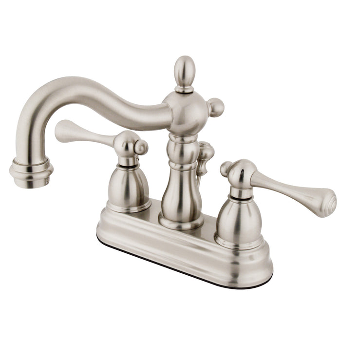 Heritage KB1608BL Double-Handle 3-Hole Deck Mount 4-Inch Centerset Bathroom Faucet with Pop-Up Drain, Brushed Nickel