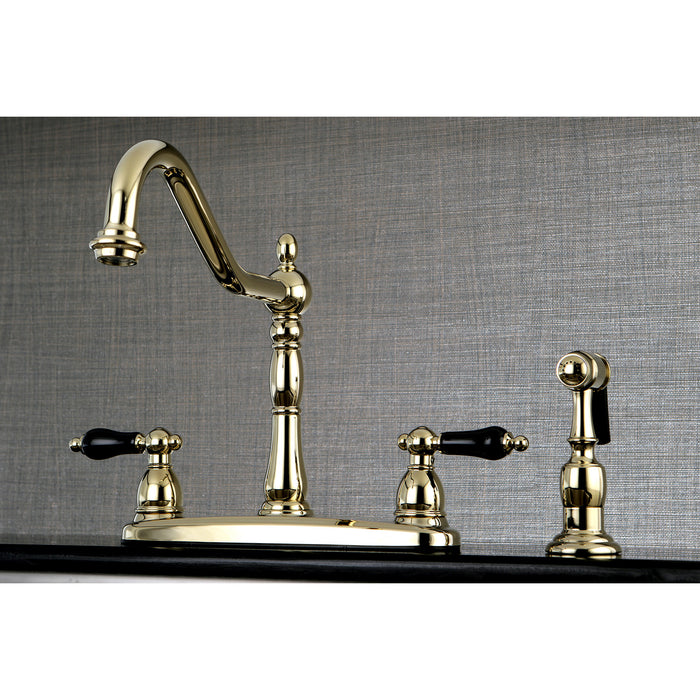 Duchess KB1752PKLBS Two-Handle 4-Hole 8" Centerset Kitchen Faucet with Side Sprayer, Polished Brass